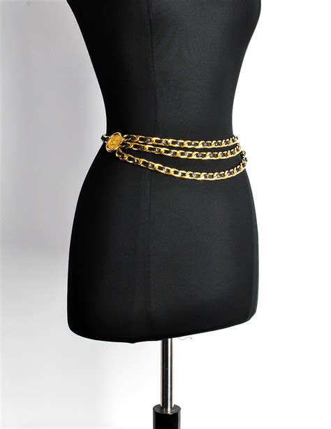 black and gold chanel chain belt|vintage chanel gold chain belt.